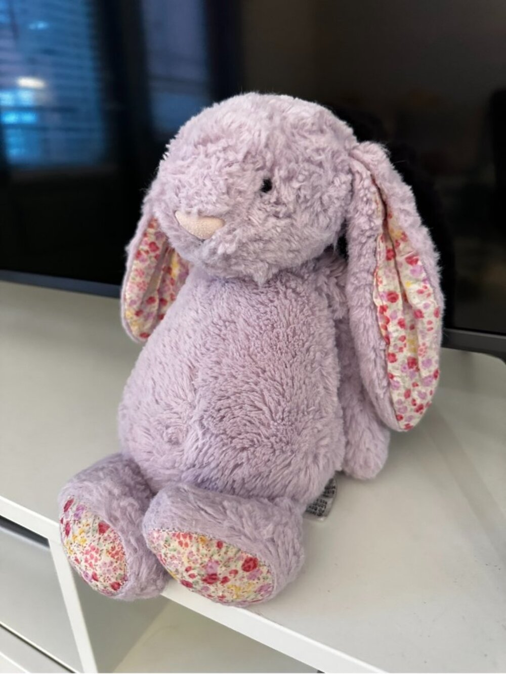Jellycat Bashful Bunny Jasmine Blossom Floral Ears Medium Plush Purple PreLoved